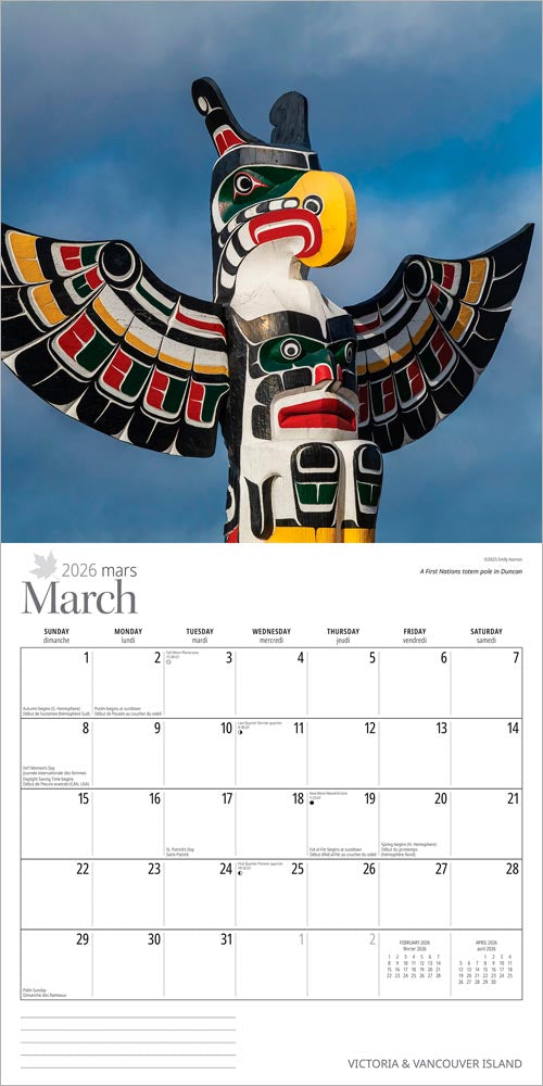 Victoria & Vancouver Island | 2026 12 x 24 Inch (Hanging) Monthly Square Wall Calendar