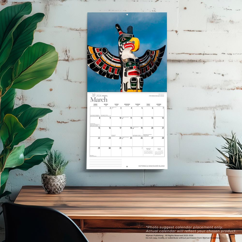Victoria & Vancouver Island | 2026 12 x 24 Inch (Hanging) Monthly Square Wall Calendar