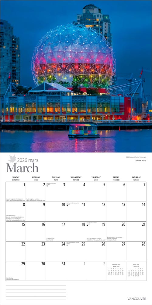 Vancouver | 2026 12 x 24 Inch (Hanging) Monthly Square Wall Calendar