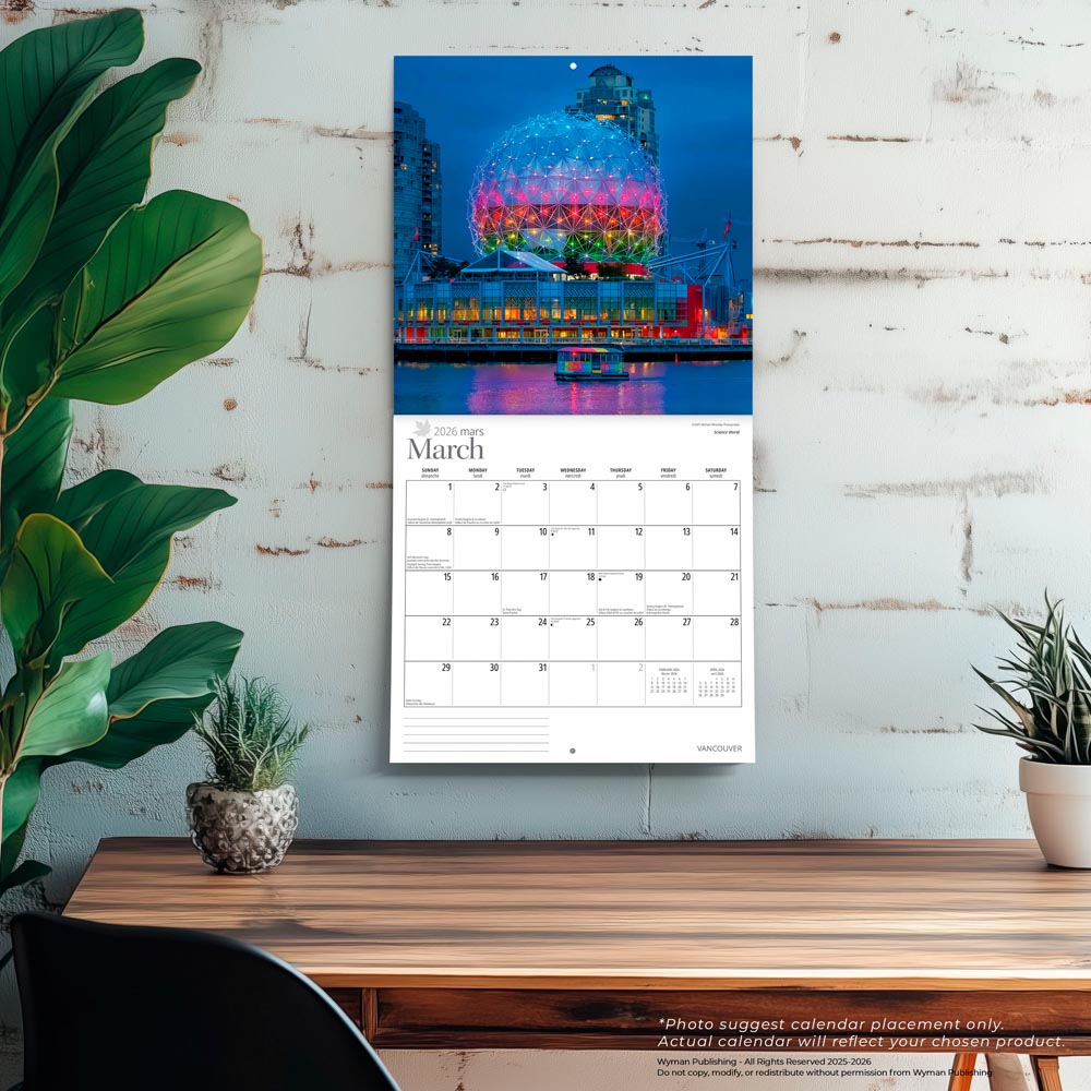 Vancouver | 2026 12 x 24 Inch (Hanging) Monthly Square Wall Calendar