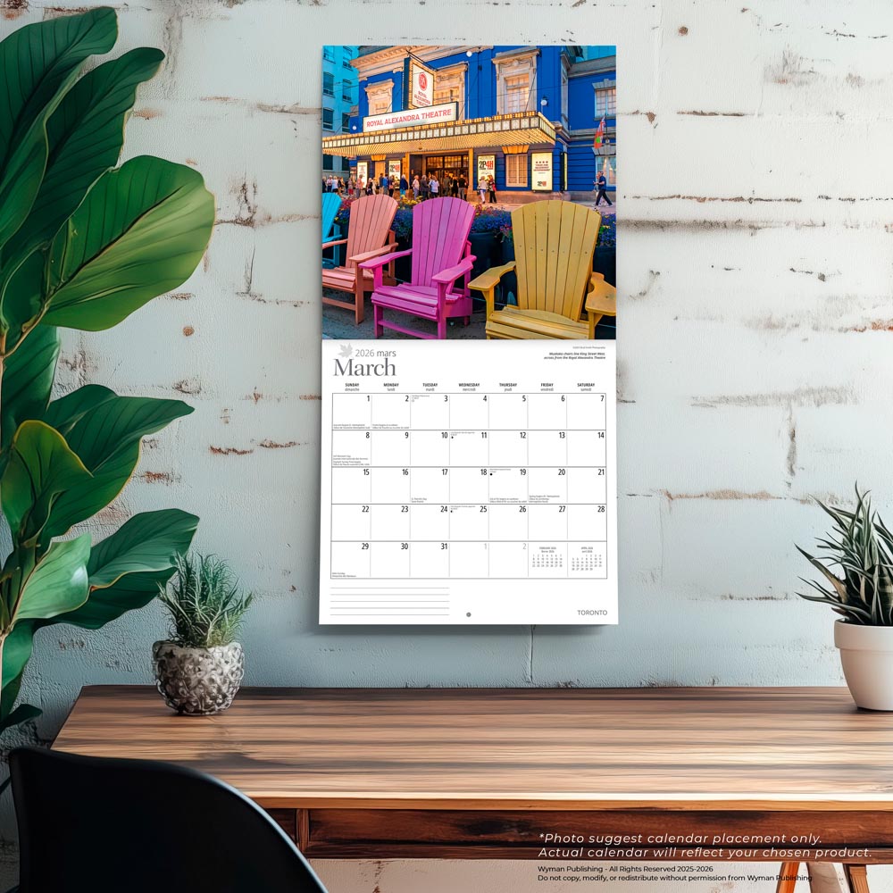 Toronto | 2026 12 x 24 Inch (Hanging) Monthly Square Wall Calendar