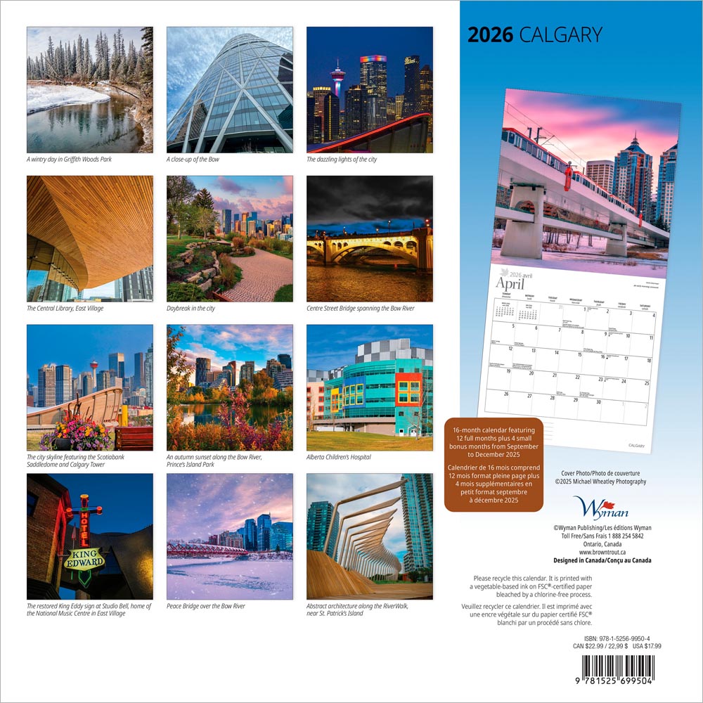 Calgary | 2026 12 x 24 Inch (Hanging) Monthly Square Wall Calendar