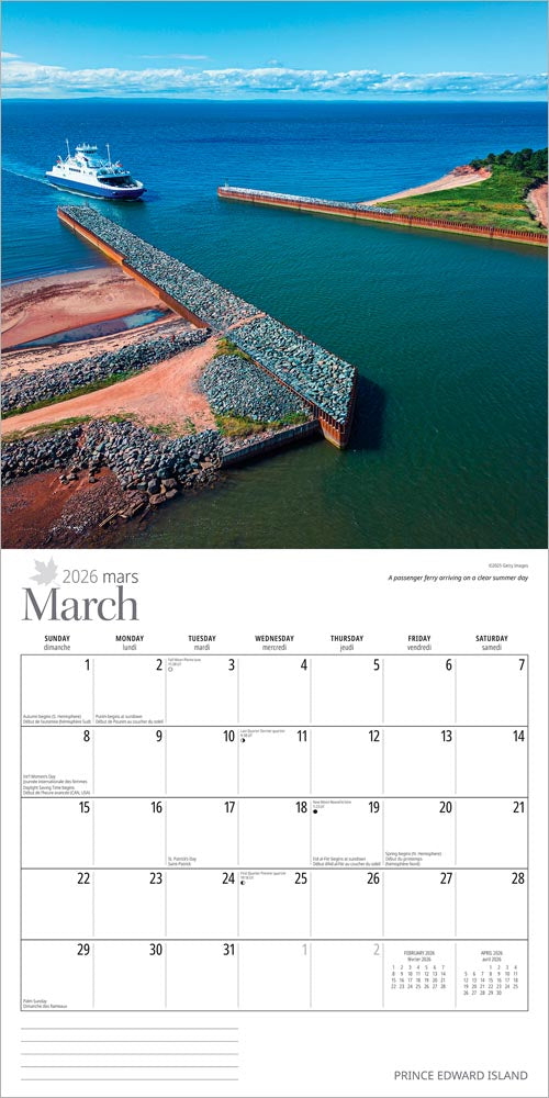 Prince Edward Island | 2026 12 x 24 Inch (Hanging) Monthly Square Wall Calendar