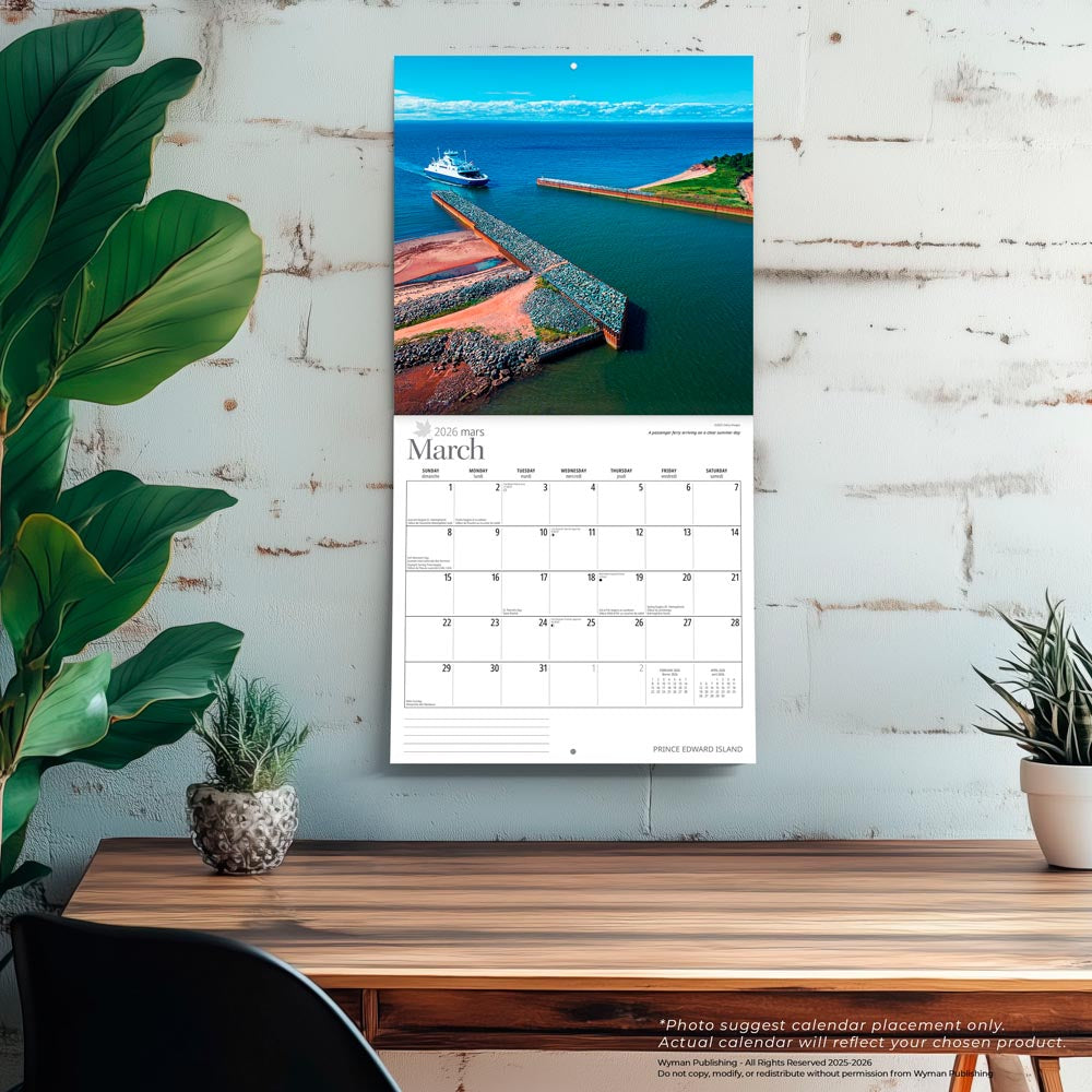 Prince Edward Island | 2026 12 x 24 Inch (Hanging) Monthly Square Wall Calendar