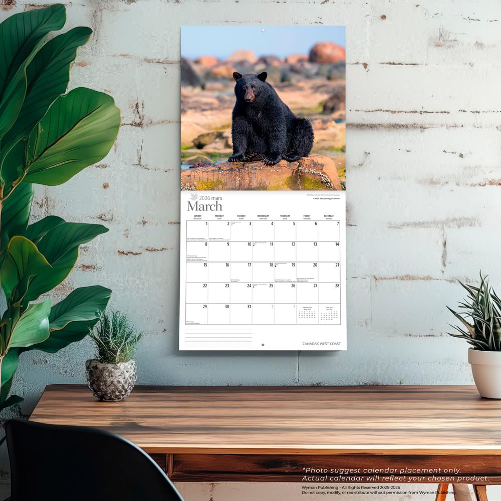 Canada's West Coast | 2026 12 x 24 Inch (Hanging) Monthly Square Wall Calendar