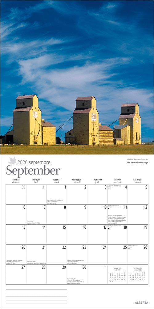 Alberta | 2026 12 x 24 Inch (Hanging) Monthly Square Wall Calendar