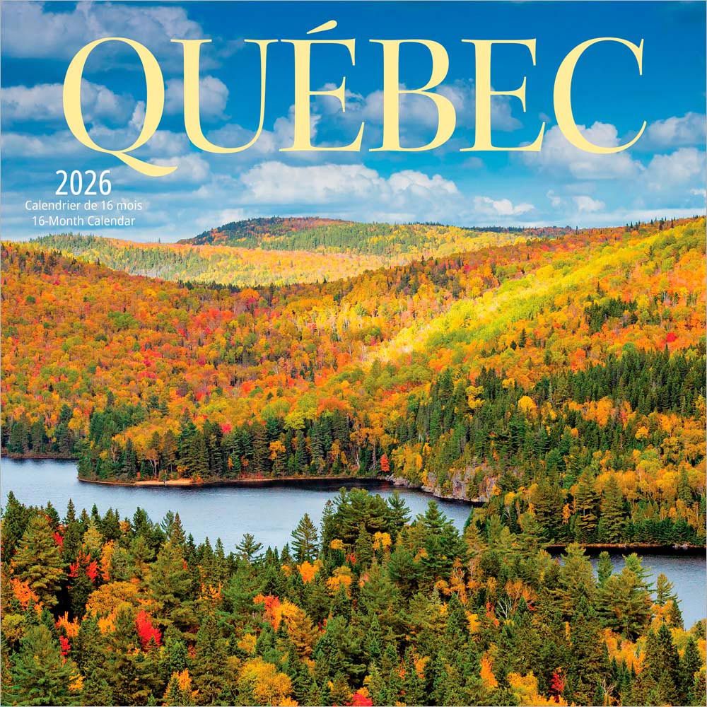 Quebec | 2026 7 x 14 Inch (Hanging) Monthly Mini Wall Calendar | English/French Bilingual