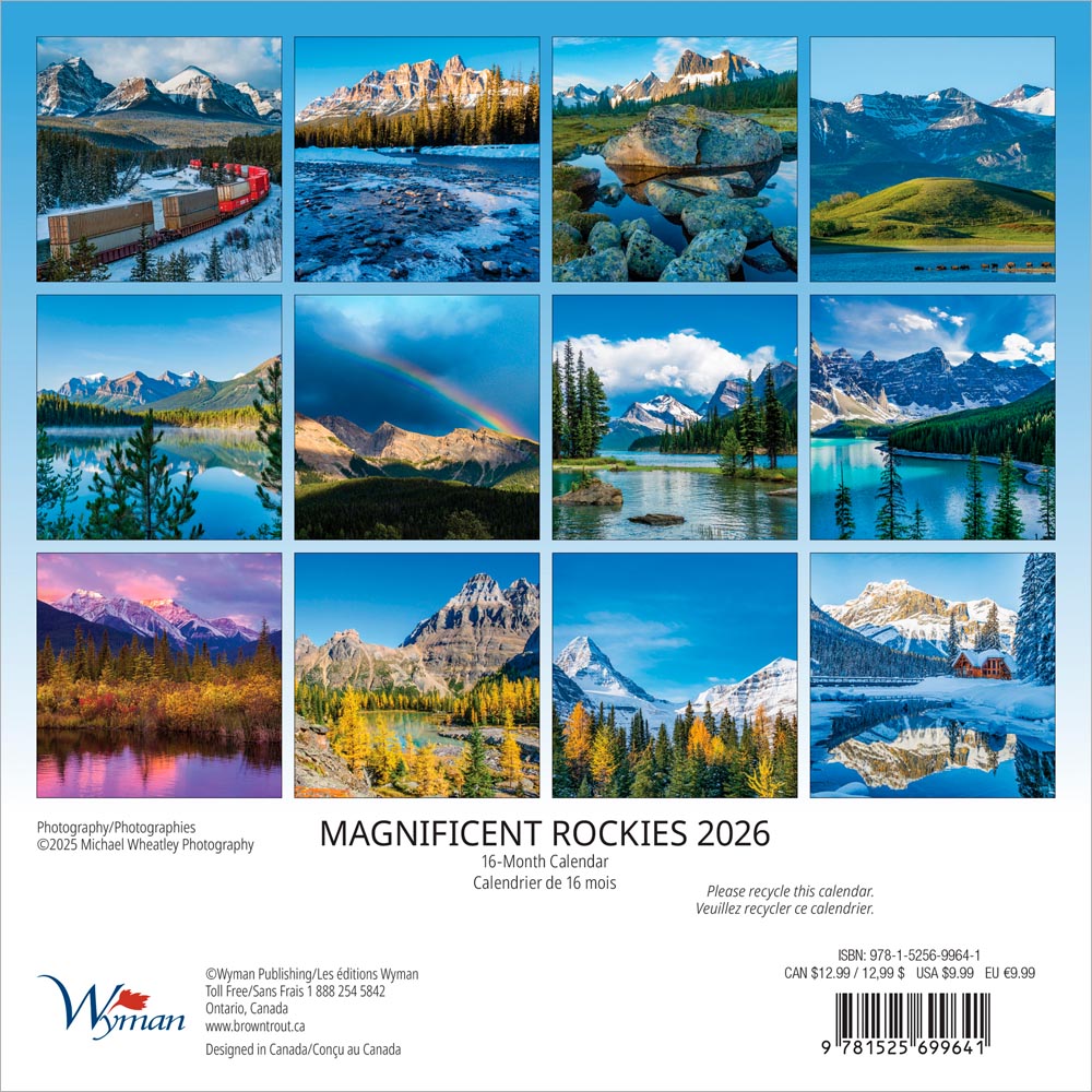 Magnificent Rockies | 2026 7 x 14 Inch (Hanging) Monthly Mini Wall Calendar