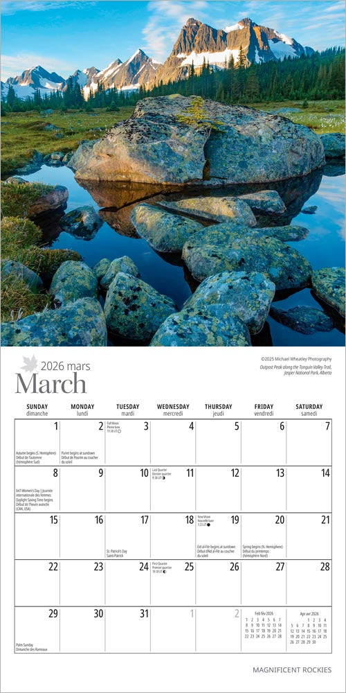 Magnificent Rockies | 2026 7 x 14 Inch (Hanging) Monthly Mini Wall Calendar