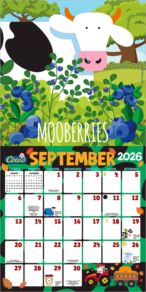 Cows Creamery OFFICIAL | 2026 7 x 14 Inch (Hanging) Monthly Mini Wall Calendar