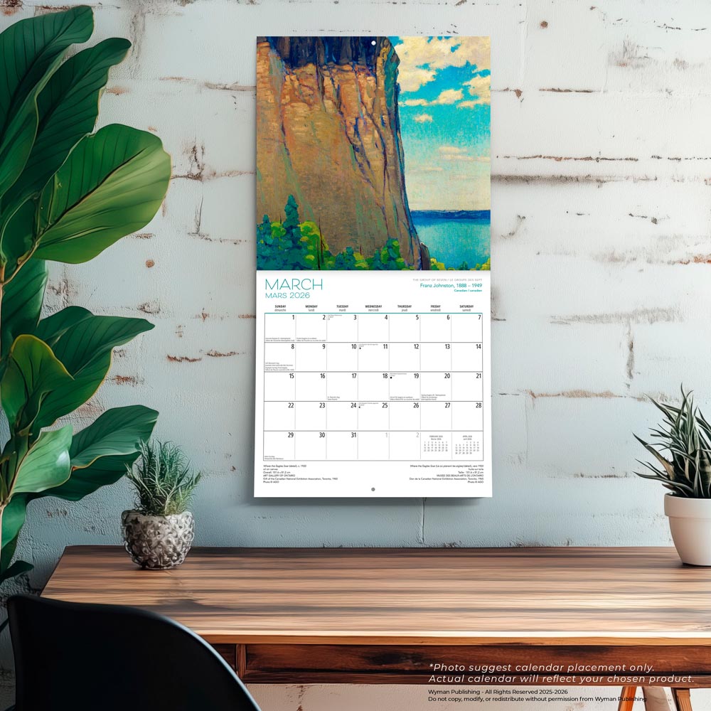 The Group of Seven AGO OFFICIAL | 2026 12 x 24 Inch (Hanging) Monthly Square Wall Calendar | English/French Bilingual