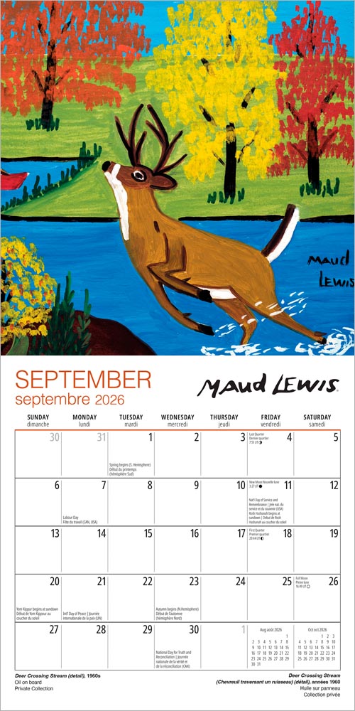 Maud Lewis AGNS OFFICIAL | 2026 7 x 14 Inch (Hanging) Monthly Mini Wall Calendar | English/French Bilingual