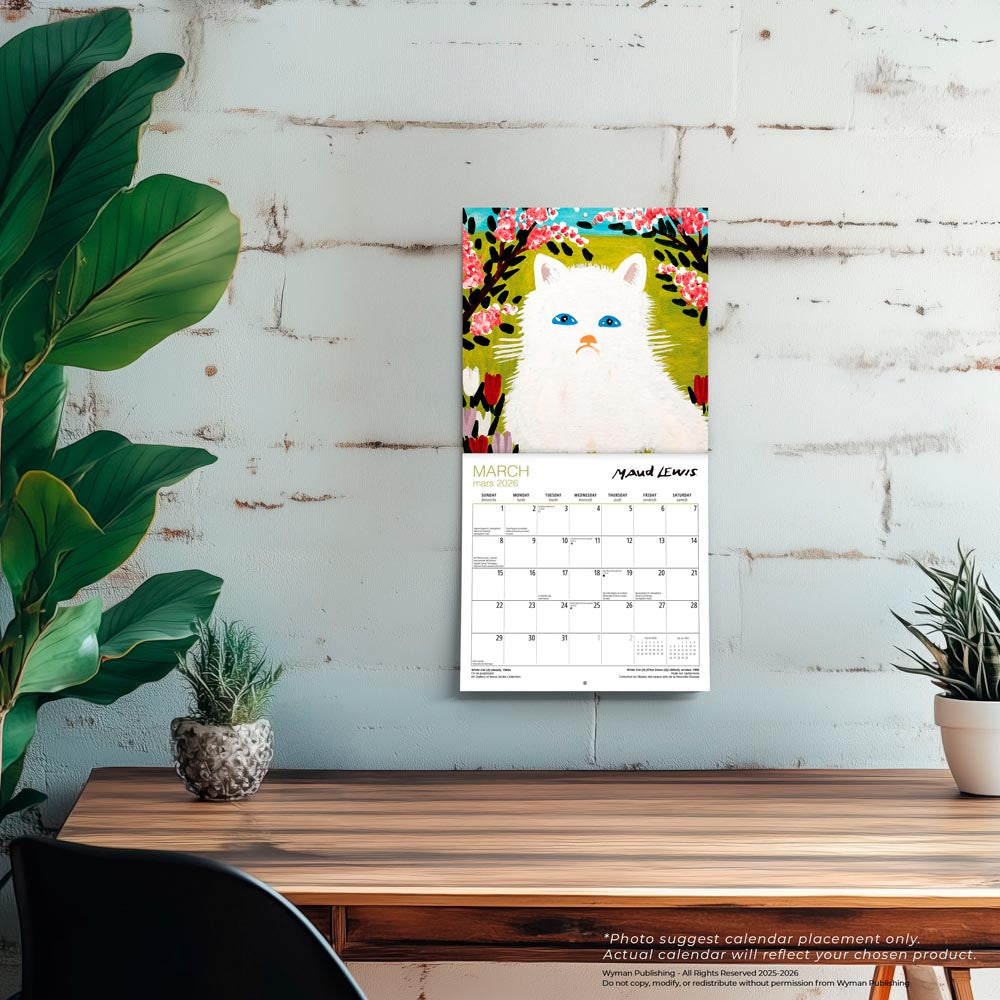 Maud Lewis AGNS OFFICIAL | 2026 8.5 x 8.5 Inch Monthly Medium Wall Calendar | Envelope | English/French Bilingual