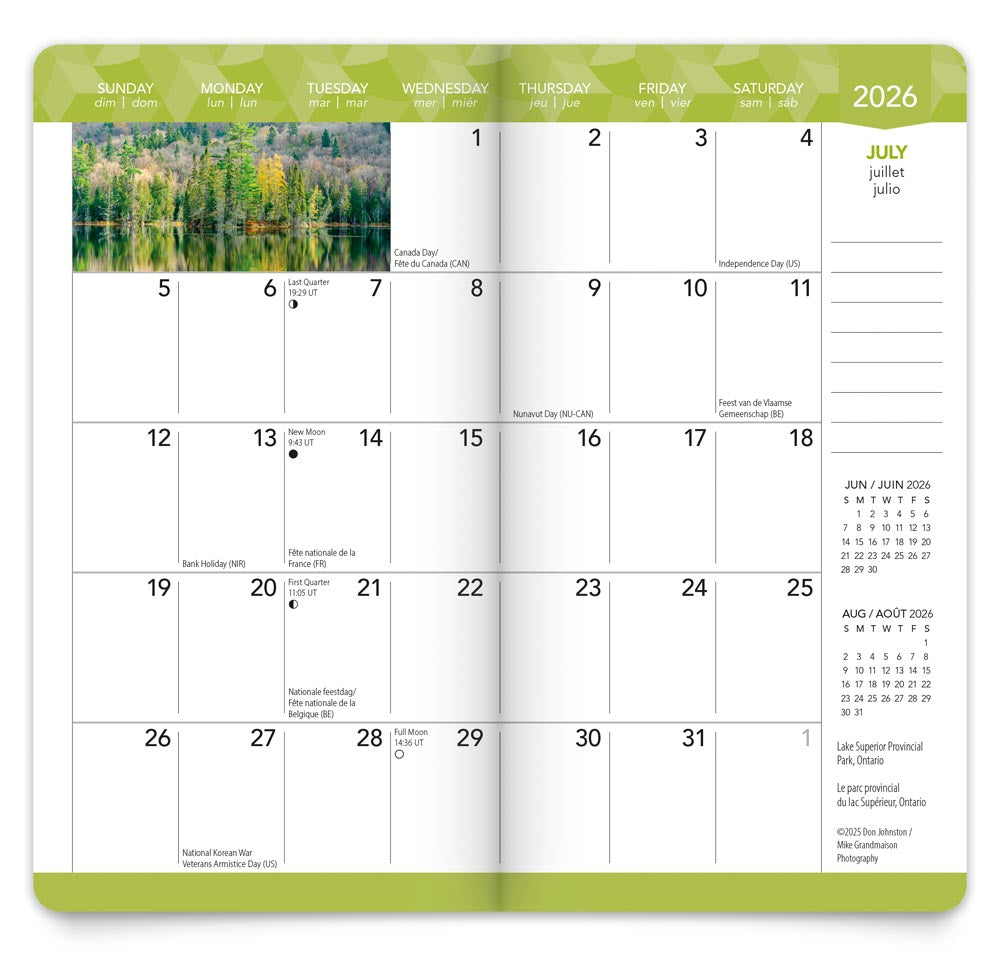 Canada | 2026-2027 3.5 x 6.5 Inch Two Year Monthly Pocket Planner Calendar | English/French Bilingual