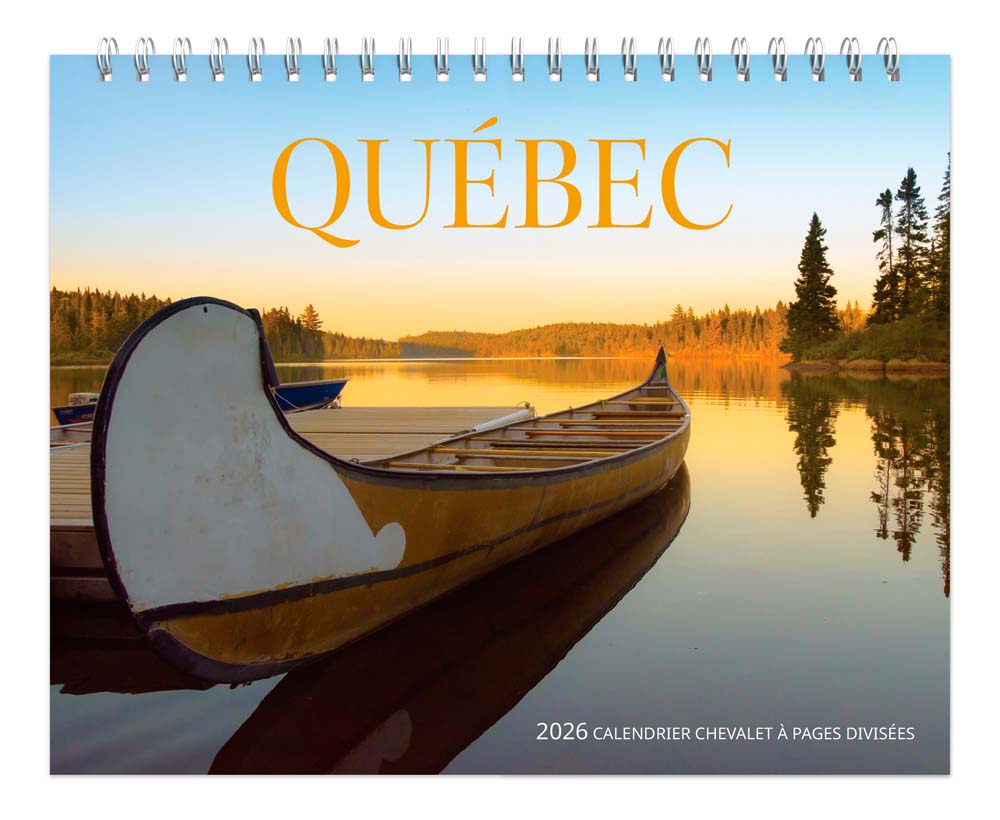 Quebec | 2026 7.5 x 6 Inch Monthly Double-View Easel Desk Calendar | French Language