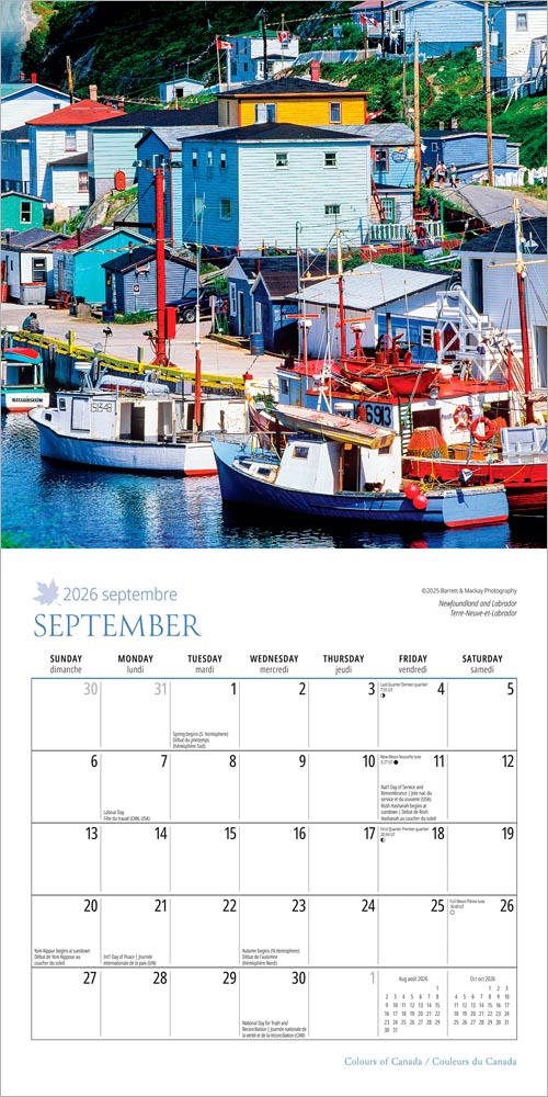 Colours of Canada | 2026 8.5 x 8.5 Inch Monthly Medium Wall Calendar | Envelope | English/French Bilingual