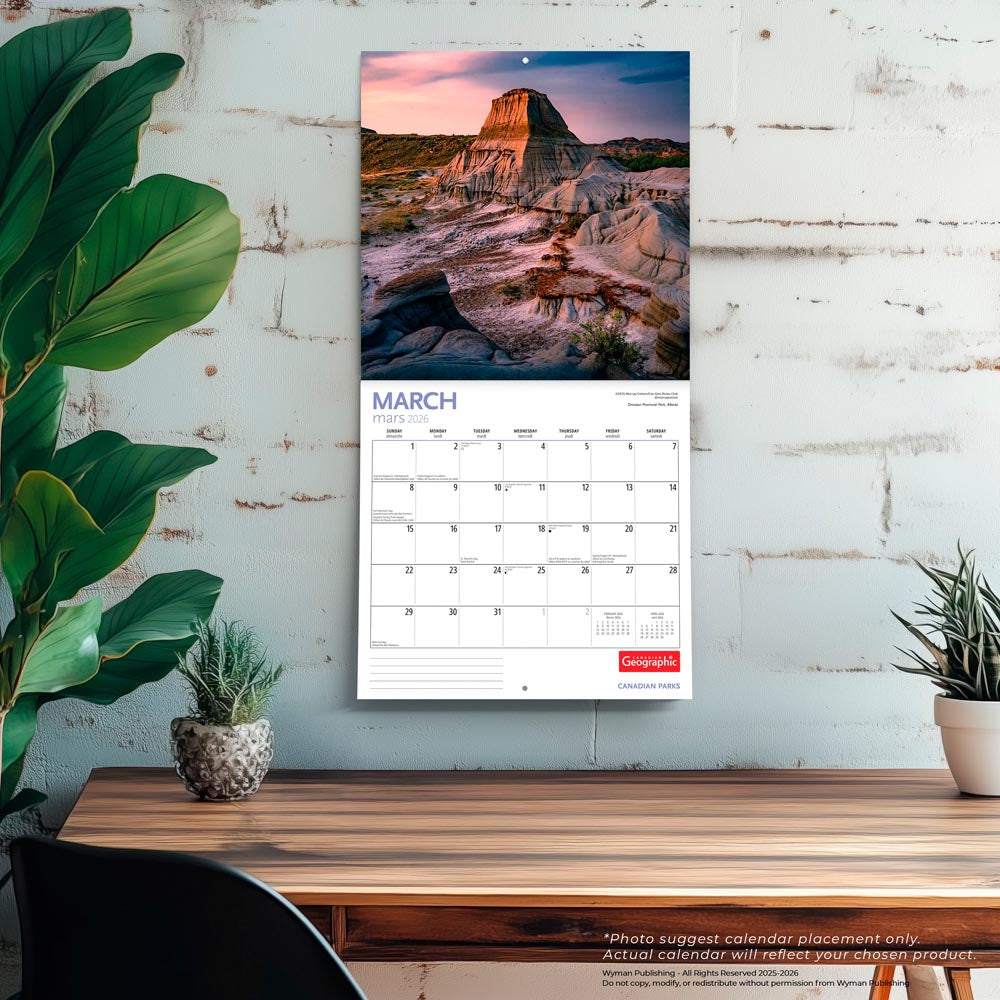 Canadian Geographic Parks OFFICIAL | 2026 12 x 24 Inch (Hanging) Monthly Square Wall Calendar