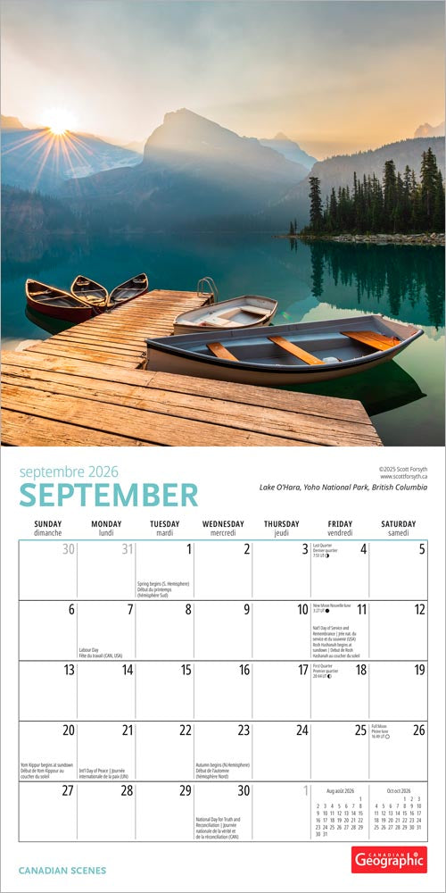 Canadian Geographic Scenes OFFICIAL | 2026 7 x 14 Inch (Hanging) Monthly Mini Wall Calendar