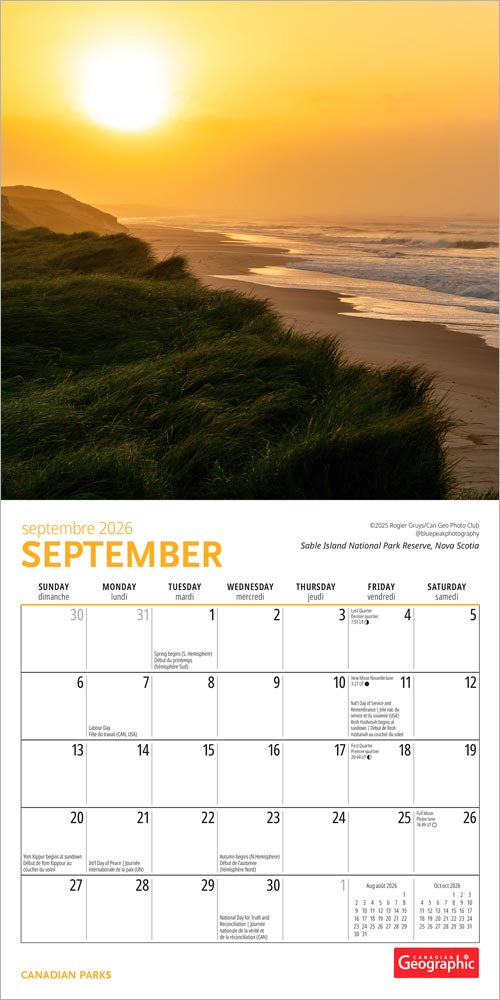 Canadian Geographic Parks OFFICIAL | 2026 7 x 14 Inch (Hanging) Monthly Mini Wall Calendar