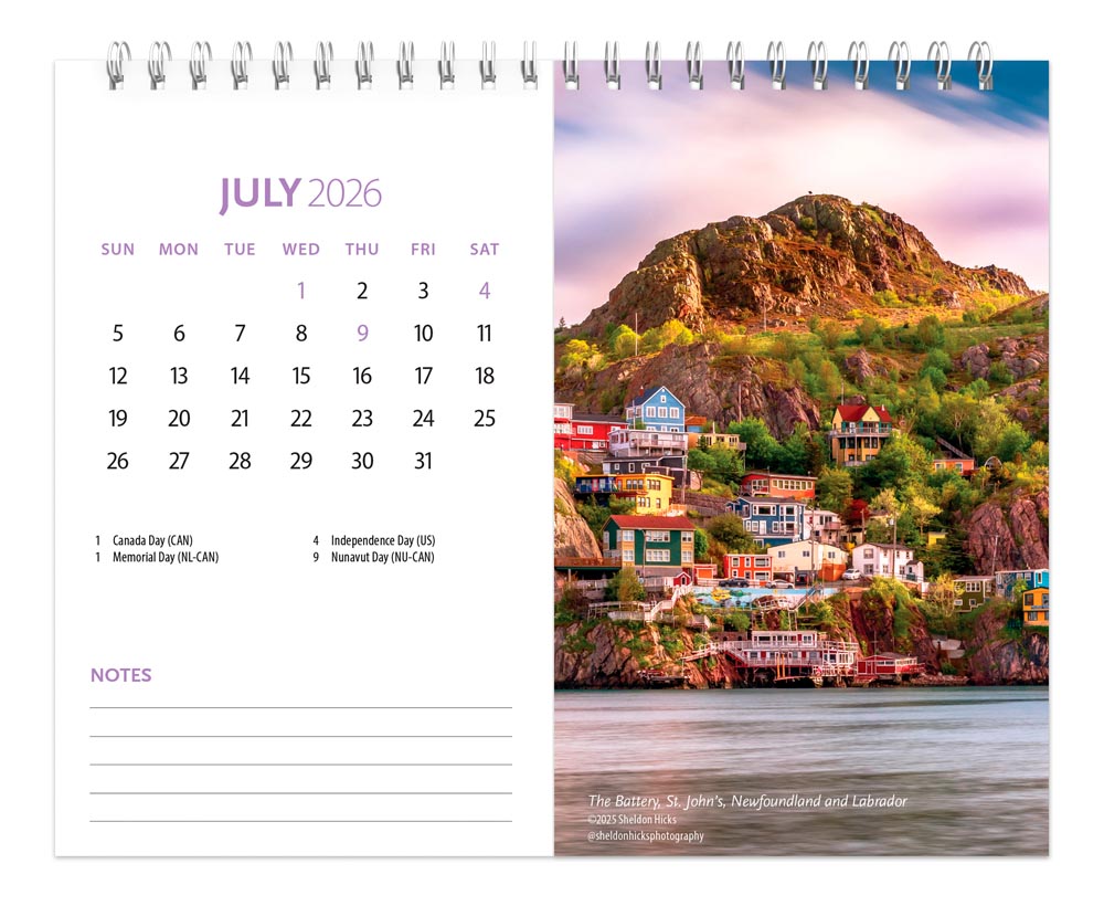 Canadian Geographic Scenic Canada OFFICIAL | 2026 7.5 x 6 Inch Monthly Double-View Easel Desk Calendar