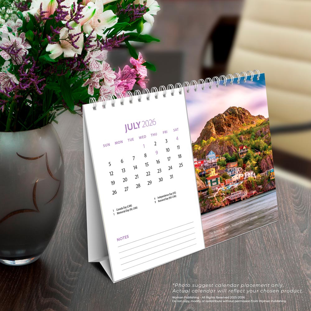 Canadian Geographic Scenic Canada OFFICIAL | 2026 7.5 x 6 Inch Monthly Double-View Easel Desk Calendar