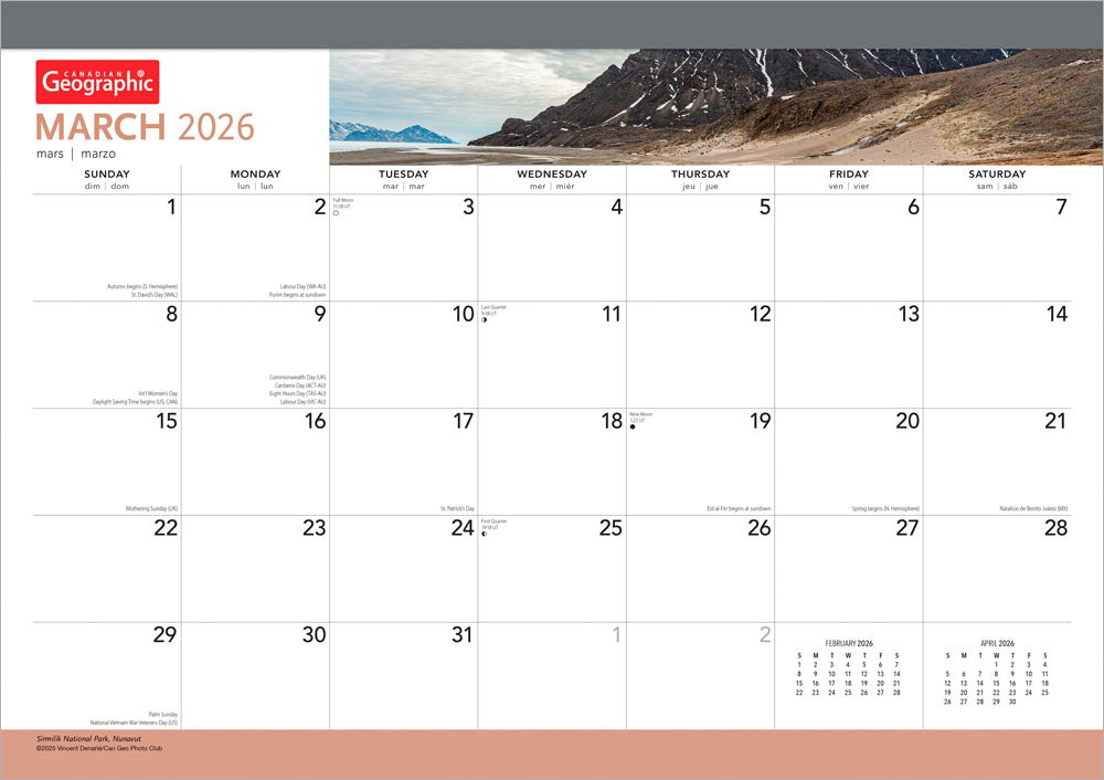 Canadian Geographic OFFICIAL | 2026 17 x 12 Inch Monthly Desk Pad Calendar