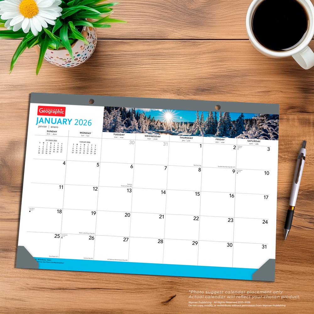Canadian Geographic OFFICIAL | 2026 17 x 12 Inch Monthly Desk Pad Calendar