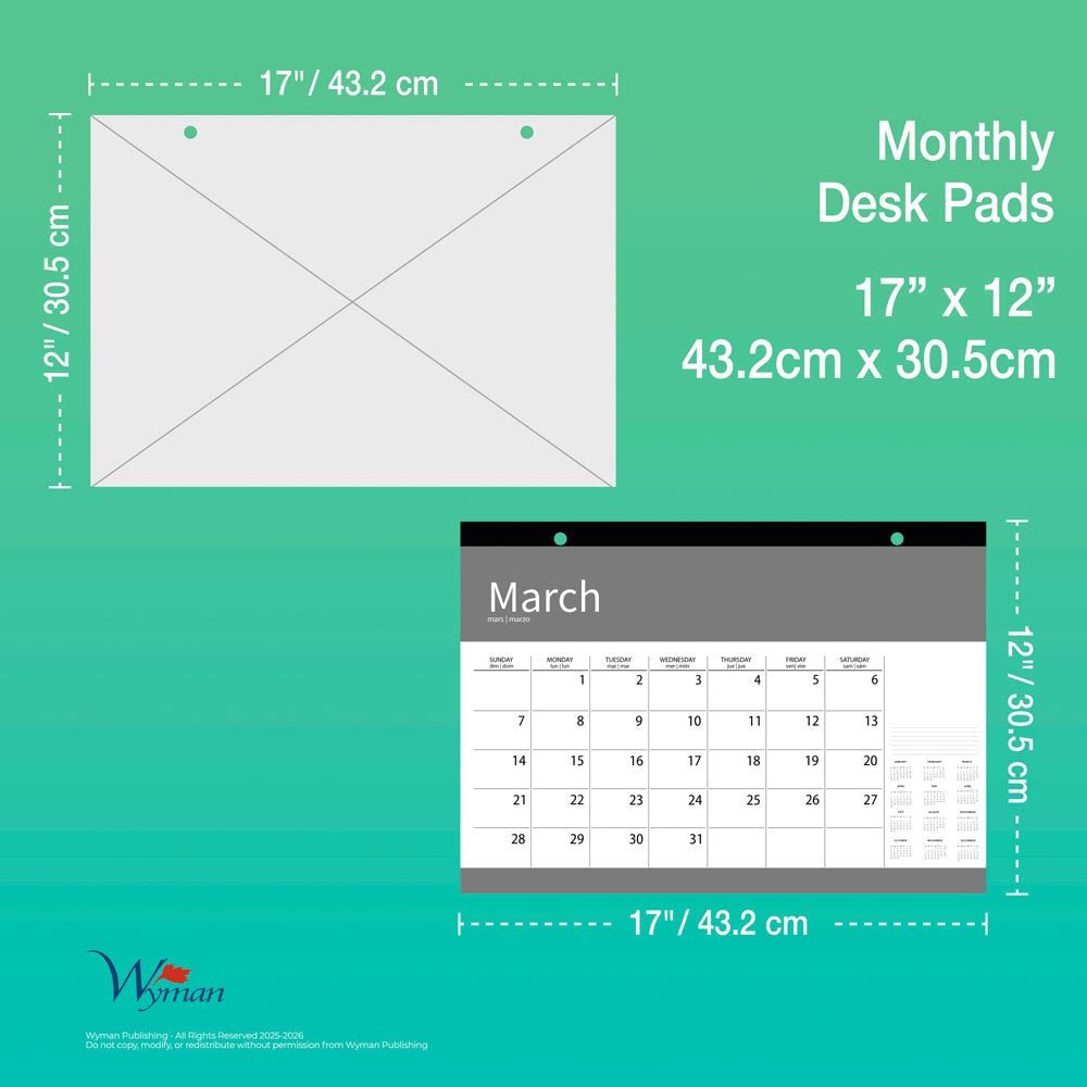 Canadian Geographic OFFICIAL | 2026 17 x 12 Inch Monthly Desk Pad Calendar