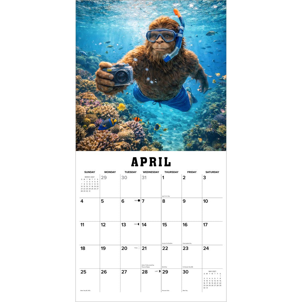 Bigfoot Travels the World 2027 Wall Calendar