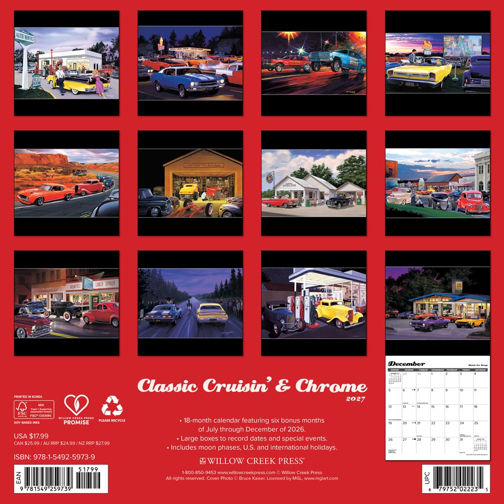 Classic Cruisin' & Chrome 2027 Wall Calendar