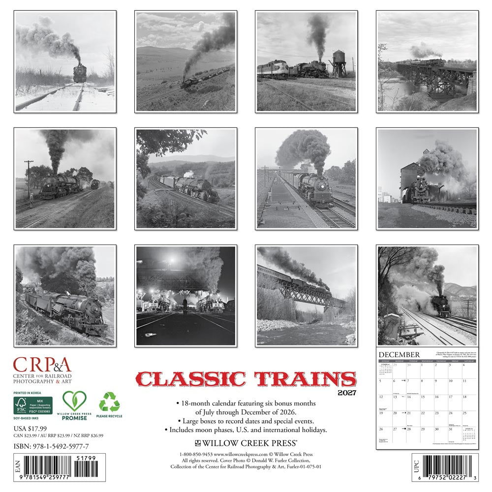 Classic Trains 2027 Wall Calendar