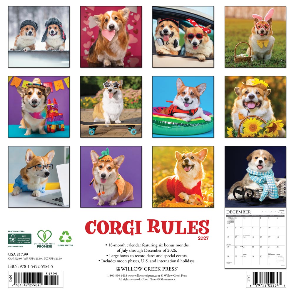 Corgi Rules 2027 Wall Calendar