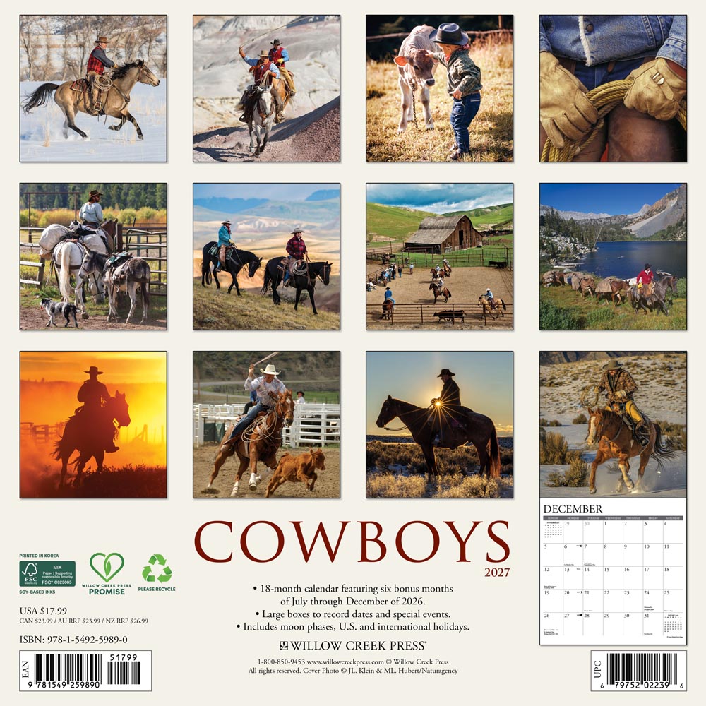 Cowboys  2027 Wall Calendar