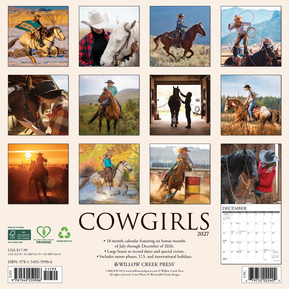 Cowgirls 2027 Wall Calendar