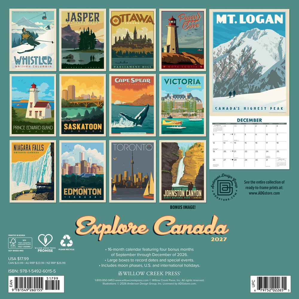 Explore Canada (ADG) 2027 Wall Calendar