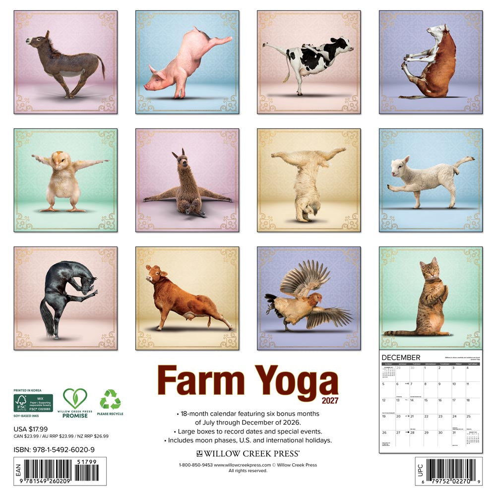 Farm Yoga 2027 Wall Calendar