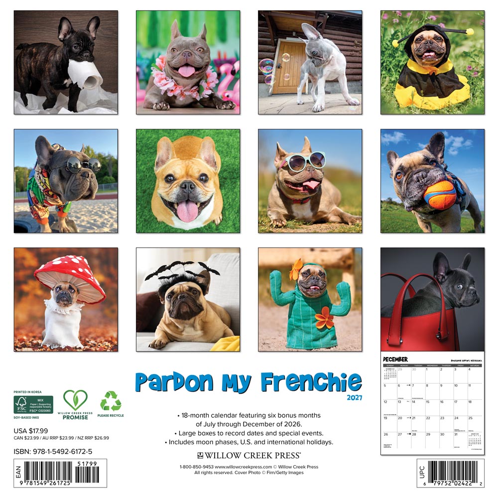 Pardon My Frenchie 2027 Wall Calendar