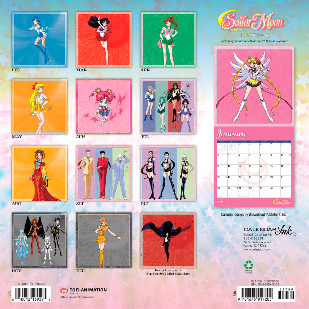 Sailor Moon OFFICIAL | 2026 12 x 24 Inch (Hanging) Monthly Square Wall Calendar