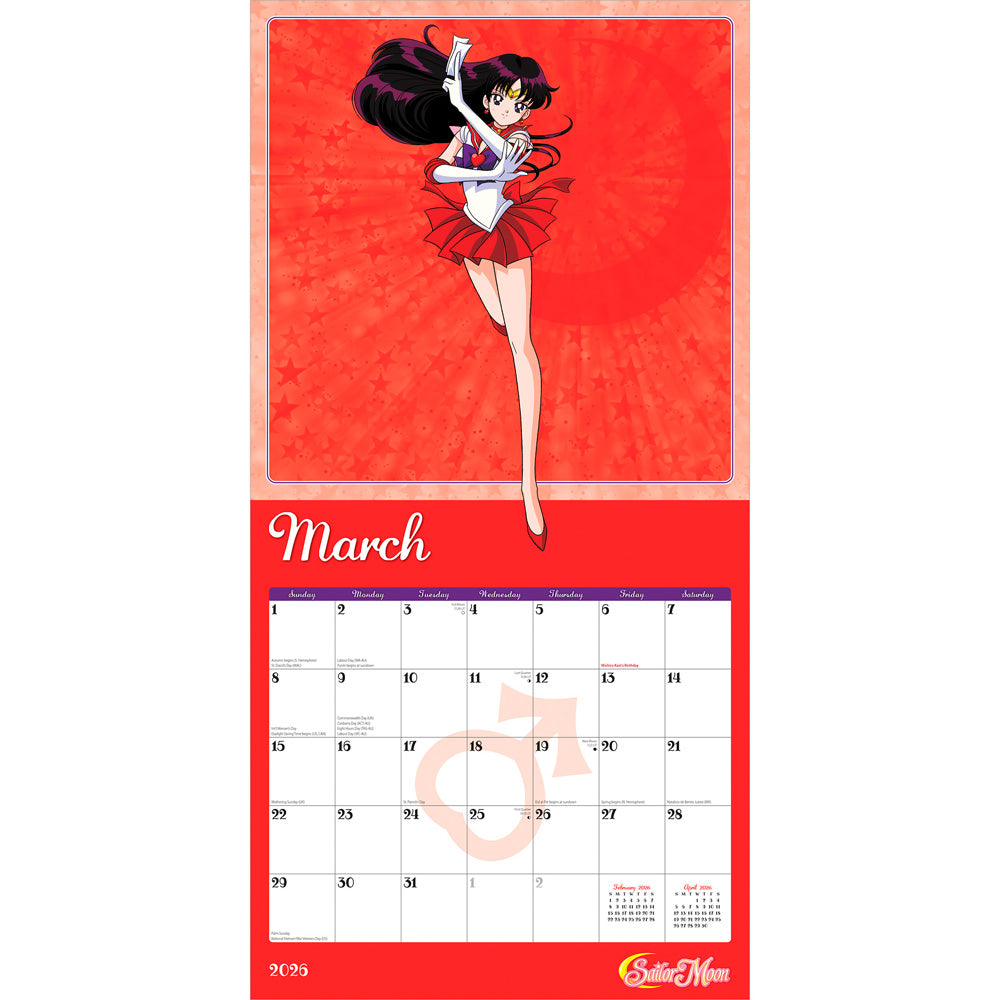 Sailor Moon OFFICIAL | 2026 12 x 24 Inch (Hanging) Monthly Square Wall Calendar