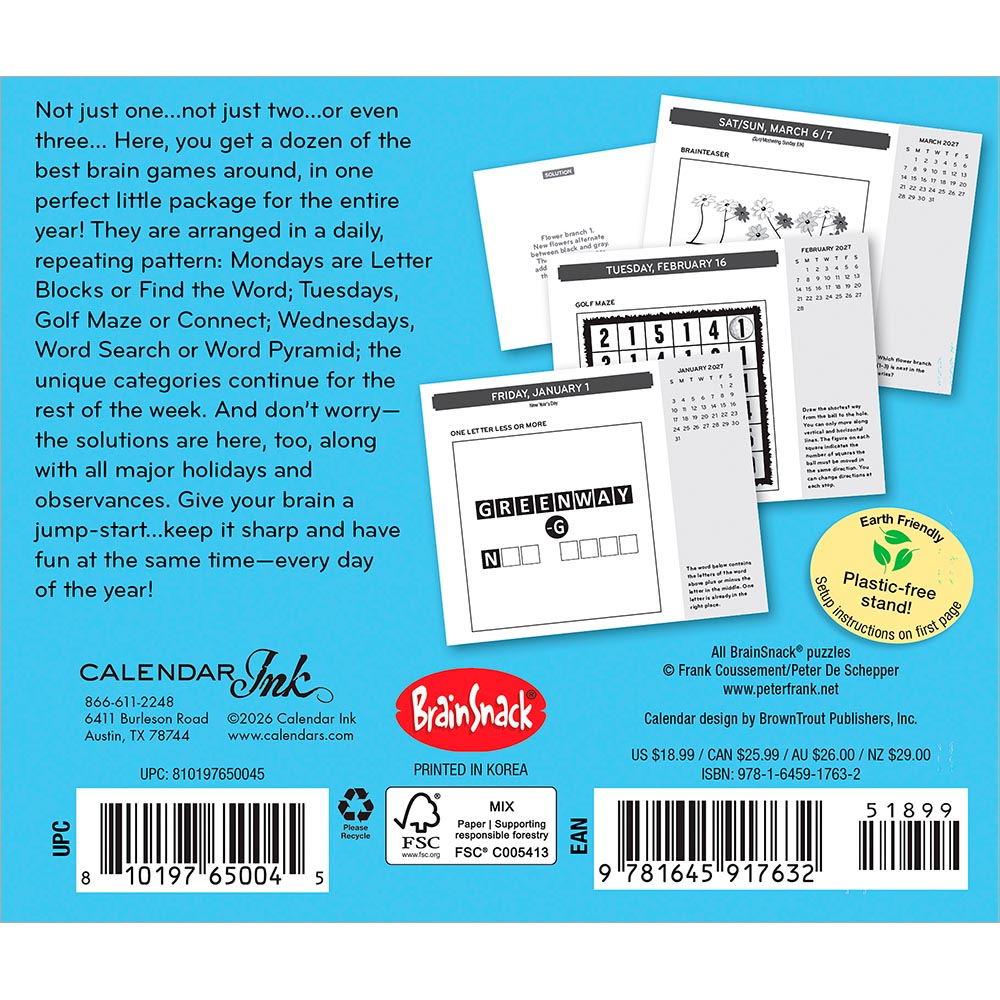Brain Games | 2027 6 x 5 Inch Daily Desktop Box Calendar | New Page Every Day