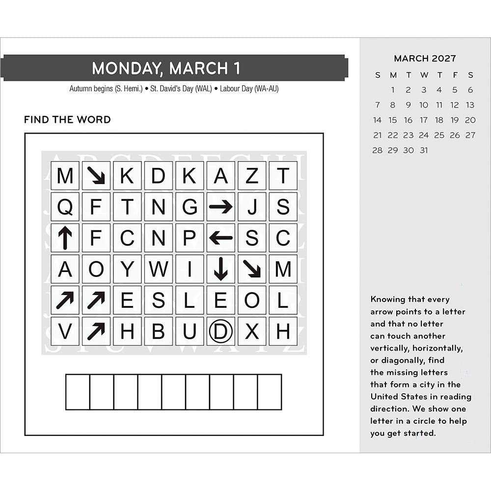 Brain Games | 2027 6 x 5 Inch Daily Desktop Box Calendar | New Page Every Day