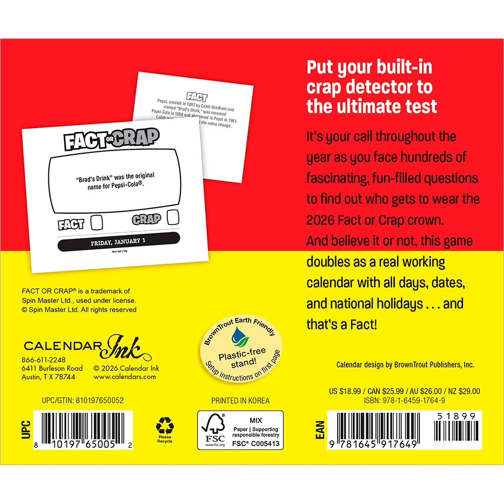 Fact or Crap | 2027 6 x 5 Inch Daily Desktop Box Calendar | New Page Every Day