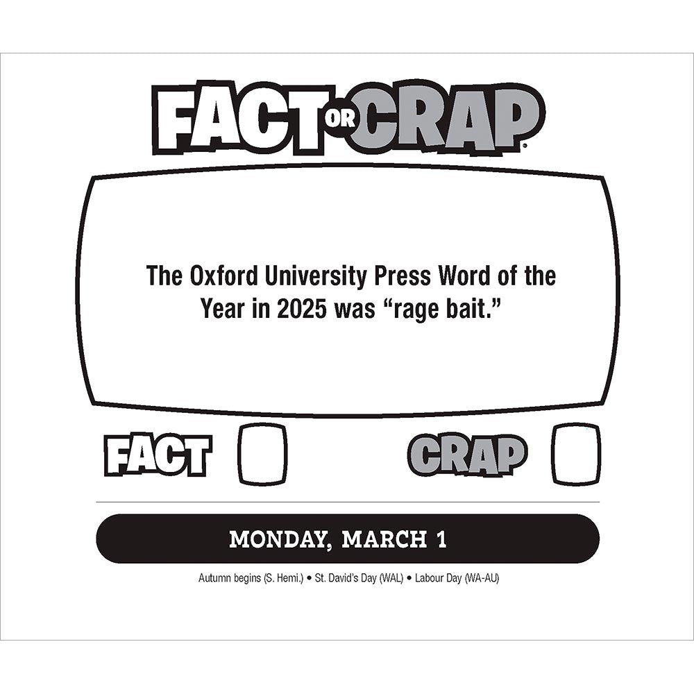 Fact or Crap | 2027 6 x 5 Inch Daily Desktop Box Calendar | New Page Every Day