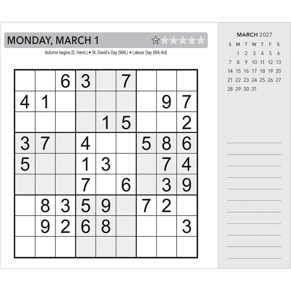 Sudoku | 2027 6 x 5 Inch Daily Desktop Box Calendar | New Page Every Day