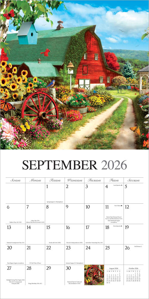 A Country Walk | 2026 12 x 24 Inch (Hanging) Monthly Square Wall Calendar | Featuring the Artwork of Alan Giana