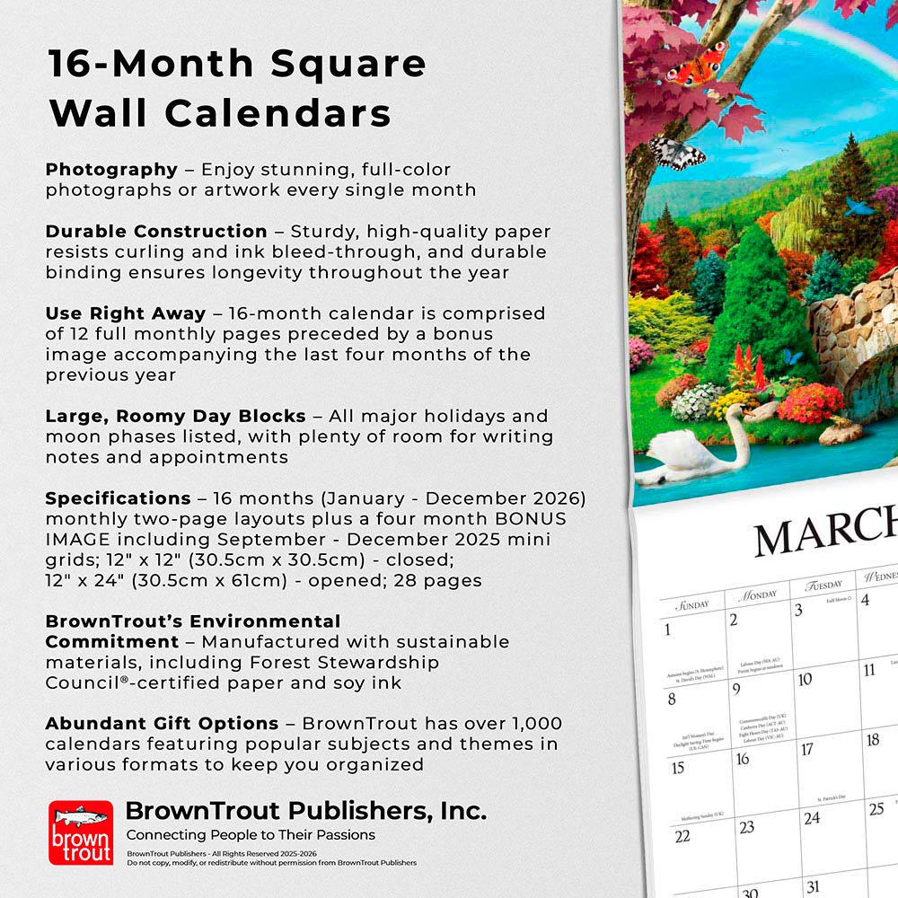 A Country Walk | 2026 12 x 24 Inch (Hanging) Monthly Square Wall Calendar | Featuring the Artwork of Alan Giana