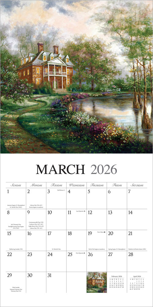 Bygone Days | 2026 12 x 24 Inch (Hanging) Monthly Square Wall Calendar | Featuring the Artwork of Carl Valente