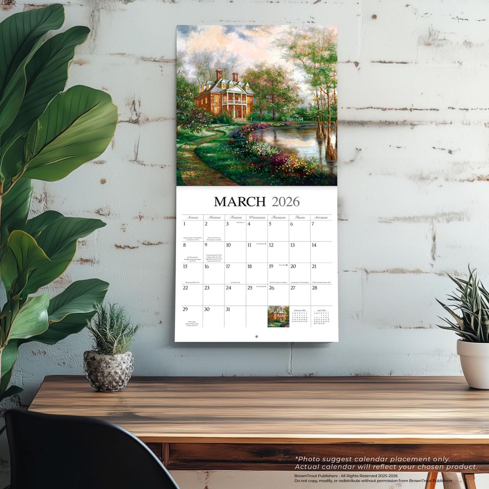 Bygone Days | 2026 12 x 24 Inch (Hanging) Monthly Square Wall Calendar | Featuring the Artwork of Carl Valente