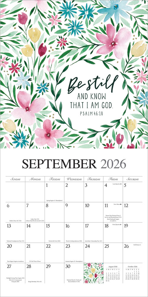 Faith | 2026 12 x 24 Inch (Hanging) Monthly Square Wall Calendar | Featuring the Artwork of Blue Chair Blessing