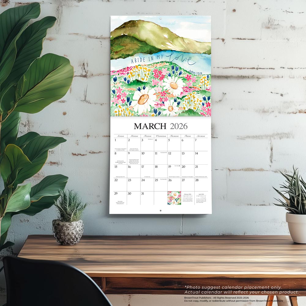 Faith | 2026 12 x 24 Inch (Hanging) Monthly Square Wall Calendar | Featuring the Artwork of Blue Chair Blessing